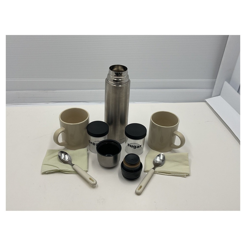 Gevalia Stainless Steel Travel Coffee Set with Thermos Mugs & Spoons - Picture 1 of 4